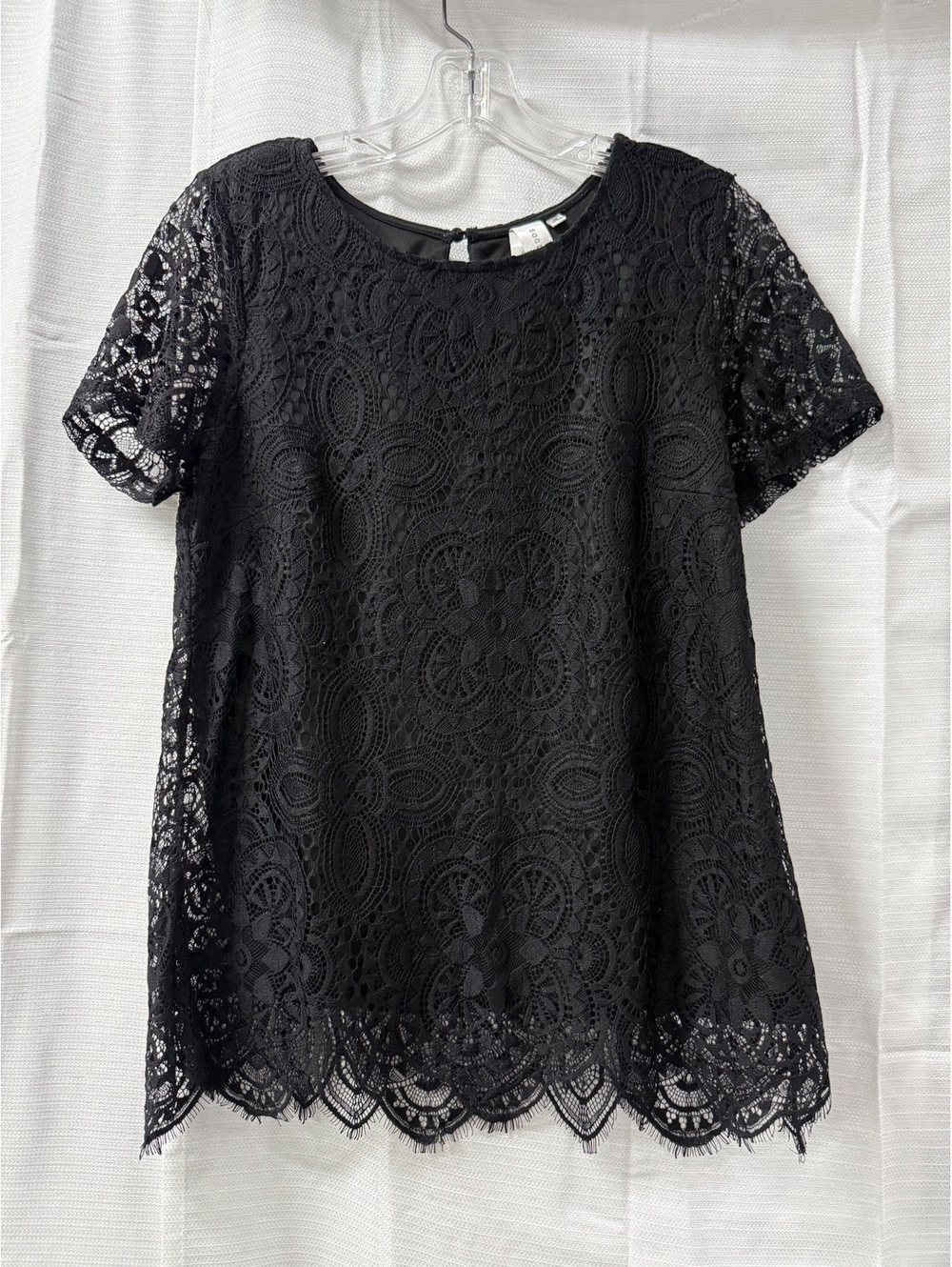 Society Girl Black Lace Short Sleeve Top Medium